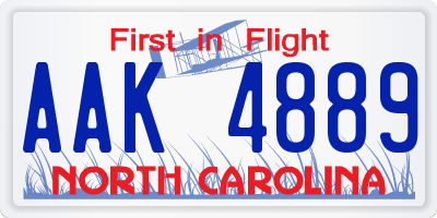 NC license plate AAK4889