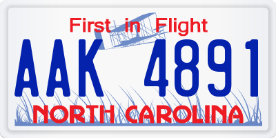 NC license plate AAK4891