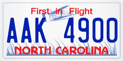 NC license plate AAK4900