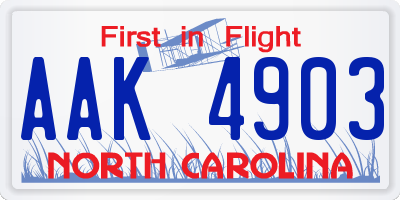 NC license plate AAK4903