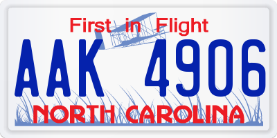 NC license plate AAK4906