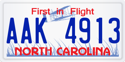 NC license plate AAK4913