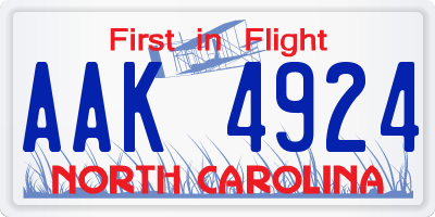 NC license plate AAK4924