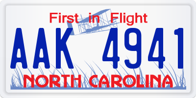 NC license plate AAK4941