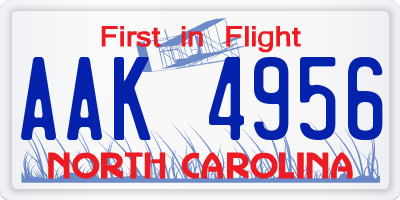 NC license plate AAK4956