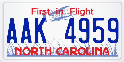 NC license plate AAK4959