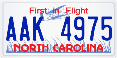 NC license plate AAK4975