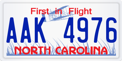 NC license plate AAK4976
