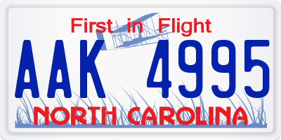 NC license plate AAK4995