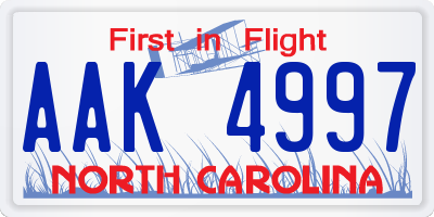 NC license plate AAK4997