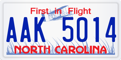 NC license plate AAK5014