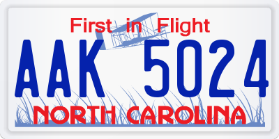 NC license plate AAK5024
