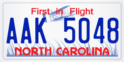 NC license plate AAK5048