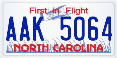 NC license plate AAK5064