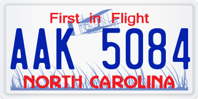 NC license plate AAK5084