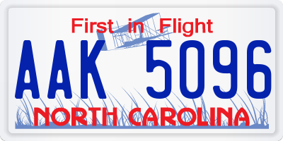 NC license plate AAK5096