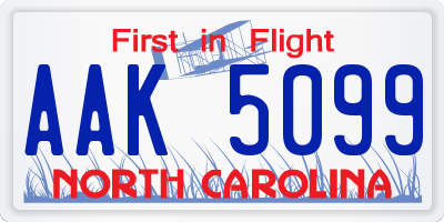 NC license plate AAK5099