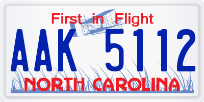 NC license plate AAK5112