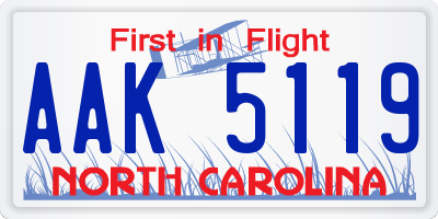 NC license plate AAK5119