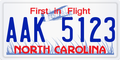 NC license plate AAK5123