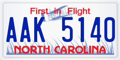 NC license plate AAK5140