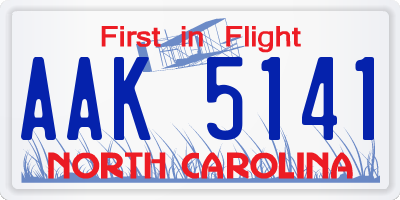 NC license plate AAK5141