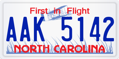 NC license plate AAK5142
