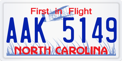 NC license plate AAK5149
