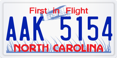 NC license plate AAK5154