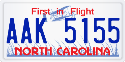 NC license plate AAK5155