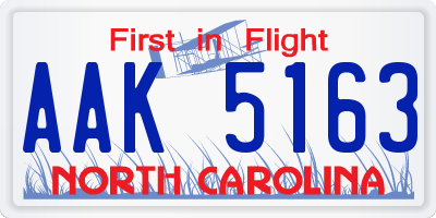 NC license plate AAK5163