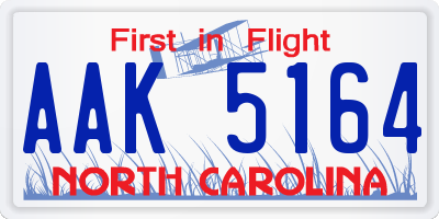 NC license plate AAK5164
