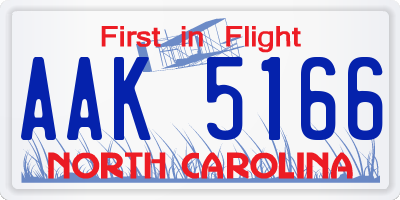 NC license plate AAK5166