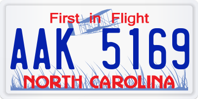 NC license plate AAK5169