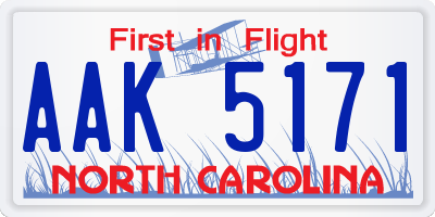 NC license plate AAK5171