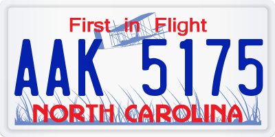 NC license plate AAK5175