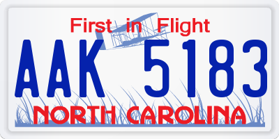 NC license plate AAK5183