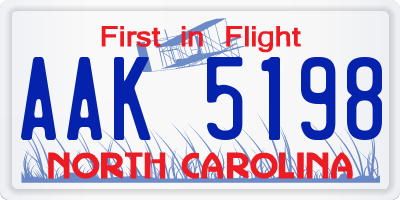 NC license plate AAK5198