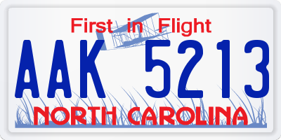 NC license plate AAK5213