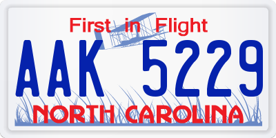 NC license plate AAK5229
