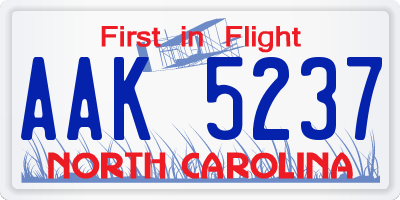 NC license plate AAK5237