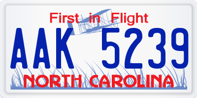 NC license plate AAK5239