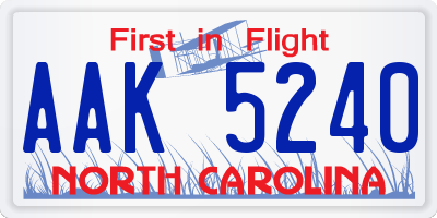 NC license plate AAK5240