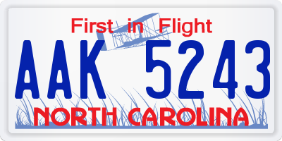 NC license plate AAK5243
