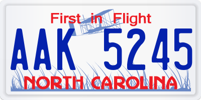 NC license plate AAK5245