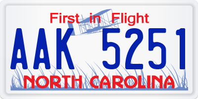 NC license plate AAK5251