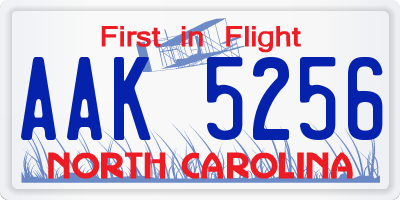 NC license plate AAK5256