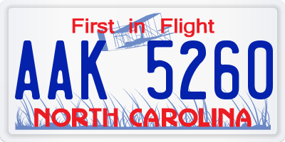 NC license plate AAK5260
