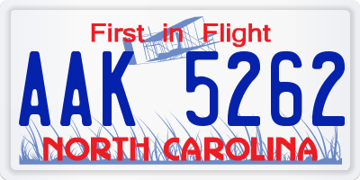 NC license plate AAK5262
