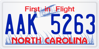 NC license plate AAK5263